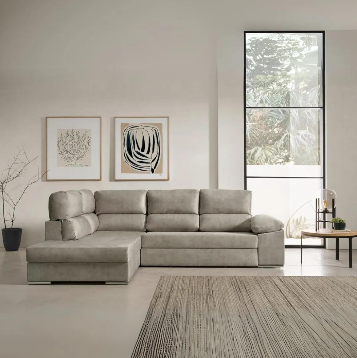 Sofá cama chaiselongue Fiorella Velare 3 plazas 105x285x200 cm