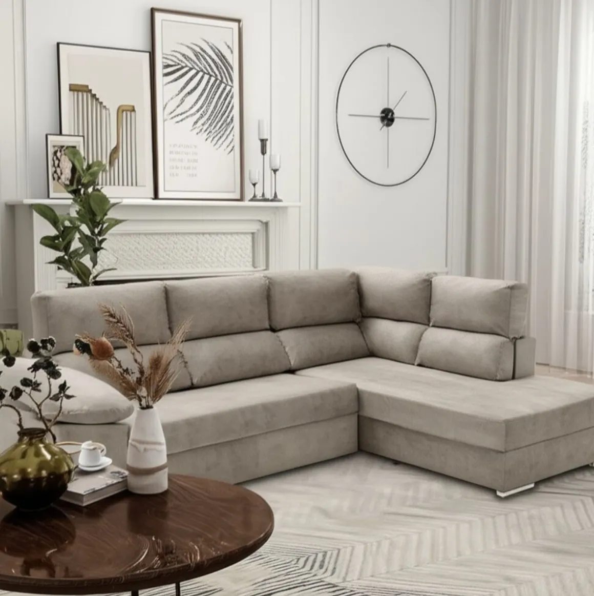 Sofá cama chaiselongue Fiorella Velare 3 plazas 105x285x200 cm