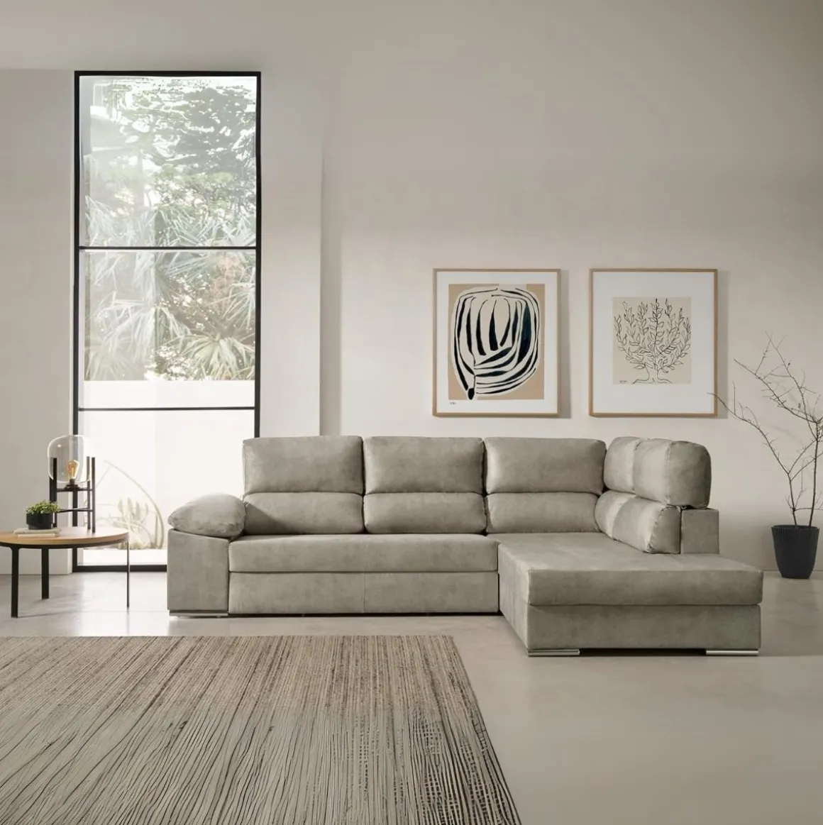 Sofá cama chaiselongue Fiorella Velare 3 plazas 105x285x200 cm