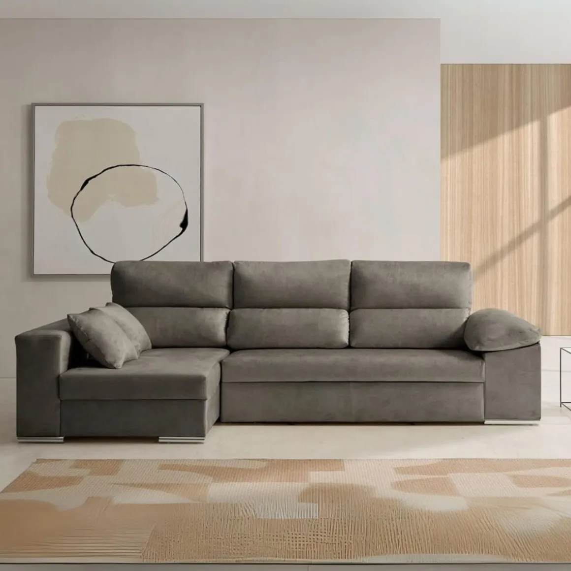 Sofá cama chaiselongue Giulia Velare 3 plazas arcón 105x264x145 cm