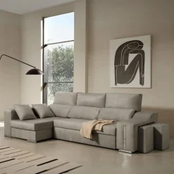 Sofá cama chaiselongue Giuliana Velare 3 plazas + 2 pufs 105x264x145 cm