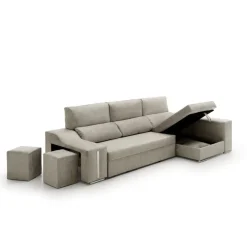 Sofá cama chaiselongue Giuliana Velare 3 plazas + 2 pufs 105x264x145 cm