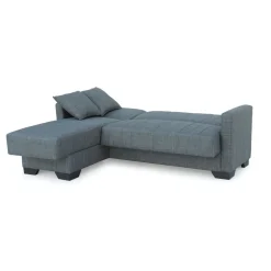 Sofá cama chaiselongue Helen 3 plazas con almacenamiento gris 84x215x60-170 cm