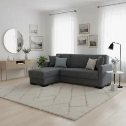 Sofá cama chaiselongue Helen 3 plazas con almacenamiento gris 84x215x60-170 cm