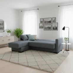 Sofá cama chaiselongue Helen 3 plazas con almacenamiento gris 84x215x60-170 cm