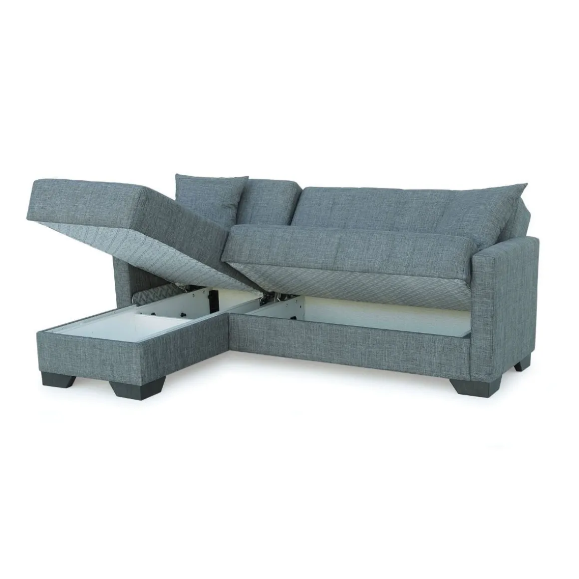 Sofá cama chaiselongue Helen 3 plazas con almacenamiento gris 84x215x60-170 cm