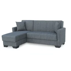 Sofá cama chaiselongue Helen 3 plazas con almacenamiento gris 84x215x60-170 cm