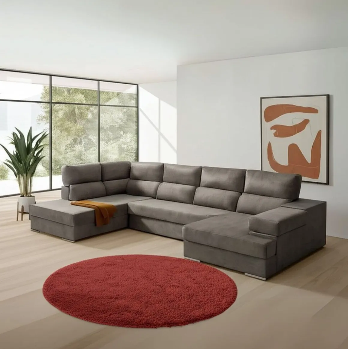Sofá cama chaiselongue Massima 4 plazas respaldos reclinables 105x345x200 cm