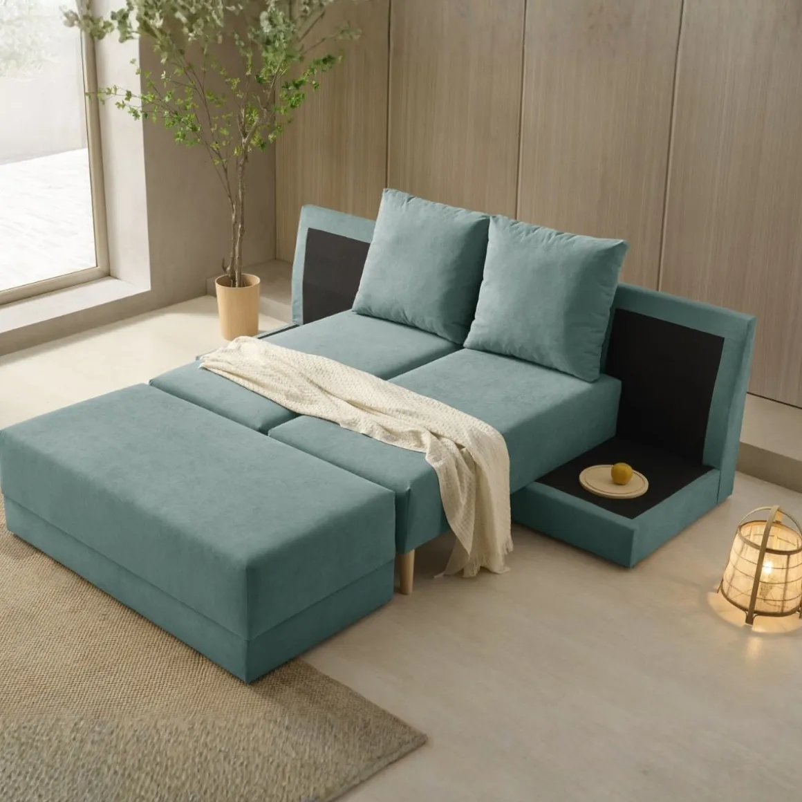 Sofá cama chaiselongue Signature 4 plazas 5 en 1 con arcón 98x260x153 cm