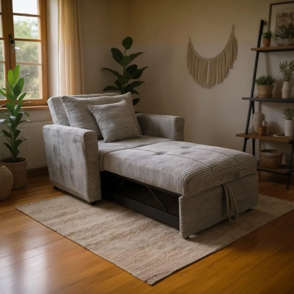 Sofá cama Corduroy respaldo reclinable 88x99x99 cm