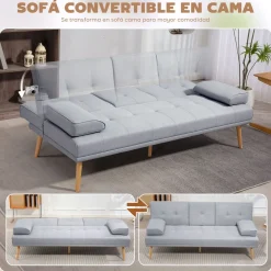 Sofá cama Cotton Homcom 3 plazas respaldo ajustable 78x181x77 cm