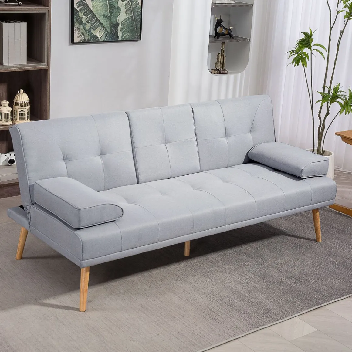 Sofá cama Cotton Homcom 3 plazas respaldo ajustable 78x181x77 cm