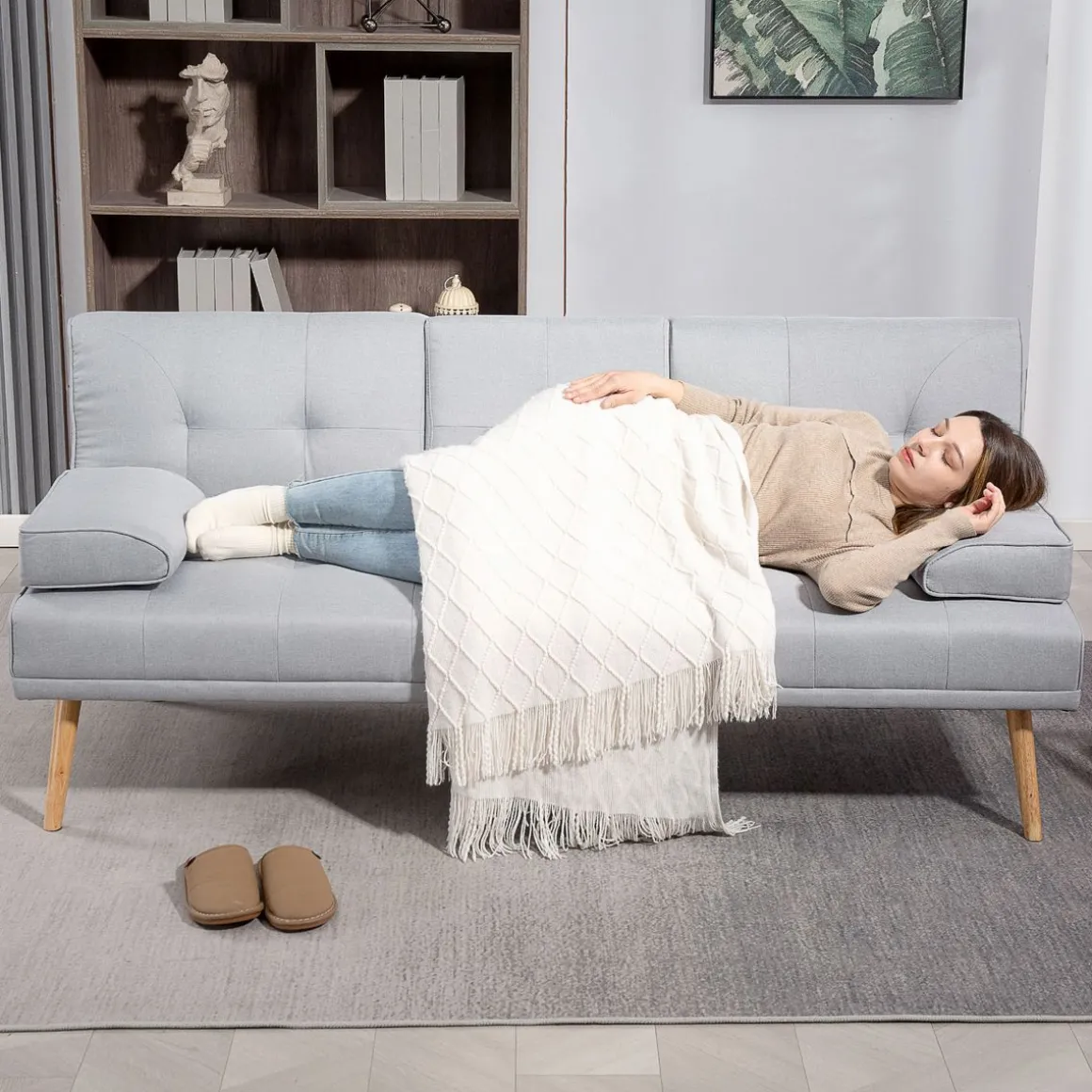 Sofá cama Cotton Homcom 3 plazas respaldo ajustable 78x181x77 cm