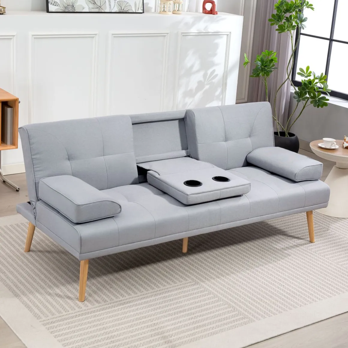 Sofá cama Cotton Homcom 3 plazas respaldo ajustable 78x181x77 cm