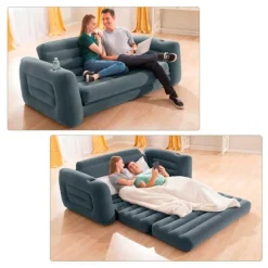 Sofá cama hinchable Intex 2 usuarios gris carbón 66x203x224 cm