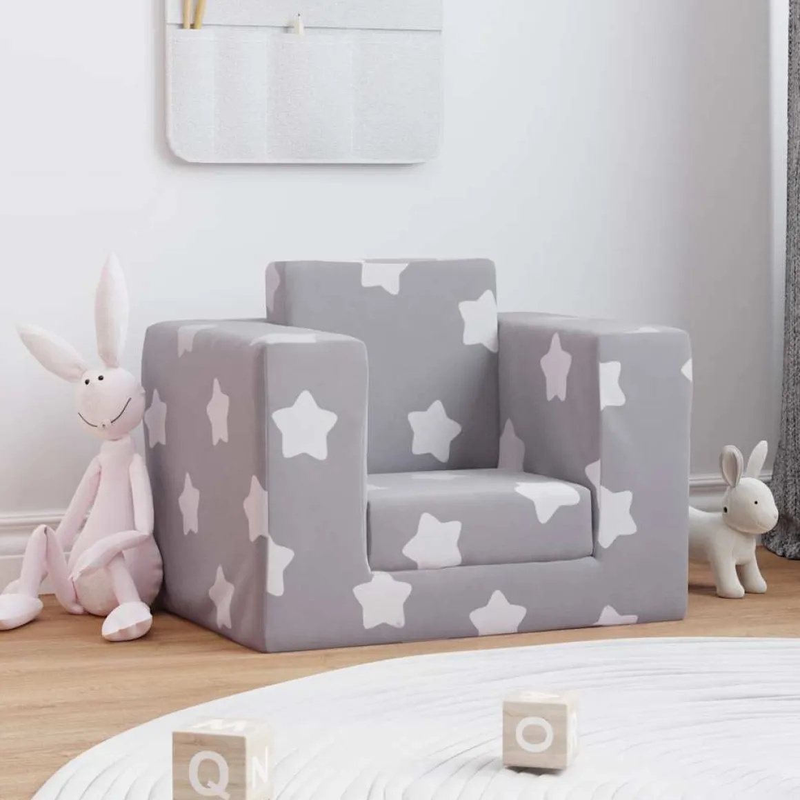Sofá cama infantil Estrella 1 plaza gris 42x52x38 cm
