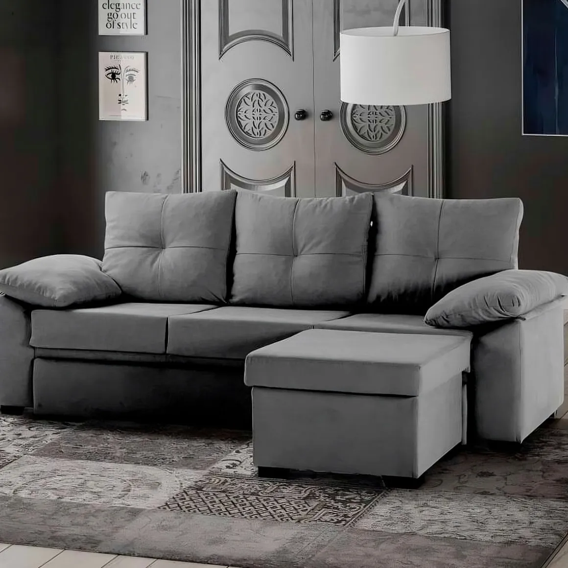 Sofá cama Panamá 3 plazas con módulo chaiselongue reversible