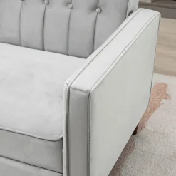 Sofá cama Paulo Homcom 3 plazas respaldo reclinable gris 78,5x189x80,5 cm