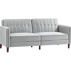 Sofá cama Paulo Homcom 3 plazas respaldo reclinable gris 78,5x189x80,5 cm