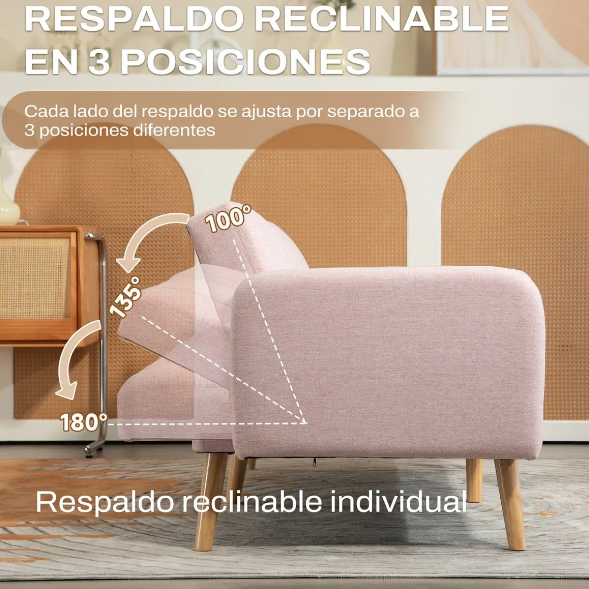 Sofá cama Zoisita Homcom 2 plazas respaldo ajustable 73x173x75 cm