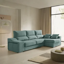 Sofá chaiselongue Amatista 3 plazas con arcón y 2 pufs 102x225x150 cm