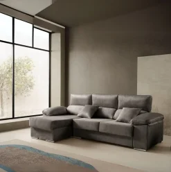 Sofá chaiselongue Beatrice Velare 3 plazas respaldos reclinables 85x260x140 cm