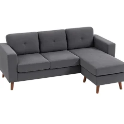 Sofá chaiselongue Bosque Homcom 3 plazas reversible gris oscuro 84x192x137 cm