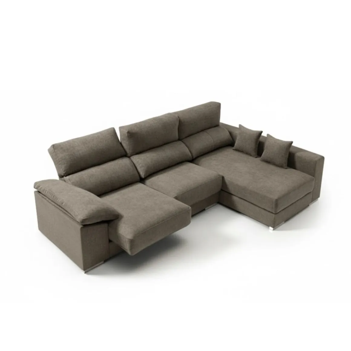 Sofá chaiselongue Calgary 3 plazas deslizante y reclinable tela Bronx 290 cm