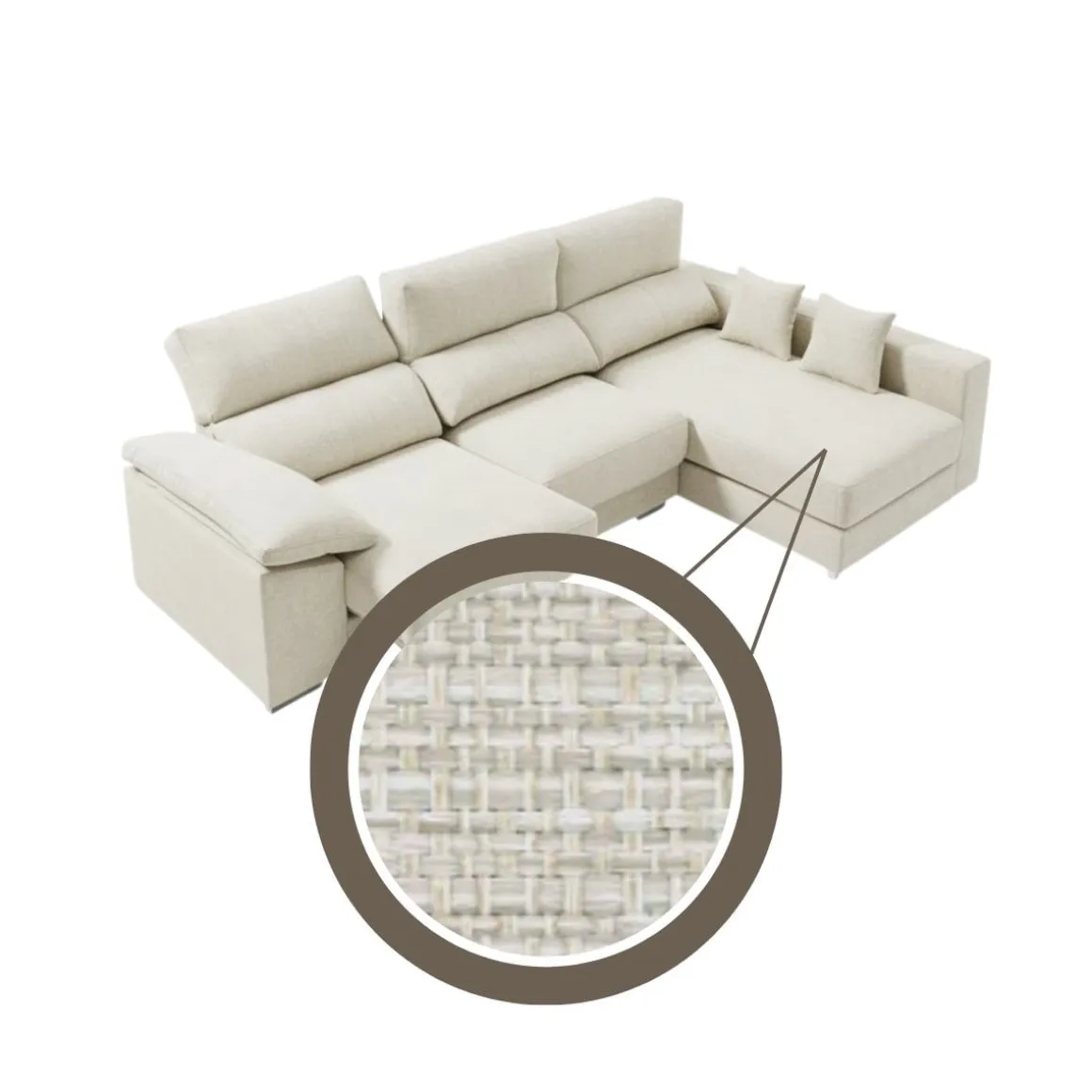 Sofá chaiselongue Calgary 3 plazas deslizante y reclinable tela sorrento 290 cm