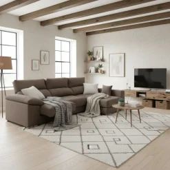 Sofá chaiselongue Calgary 3 plazas deslizante y reclinable tela Nevada 290 cm