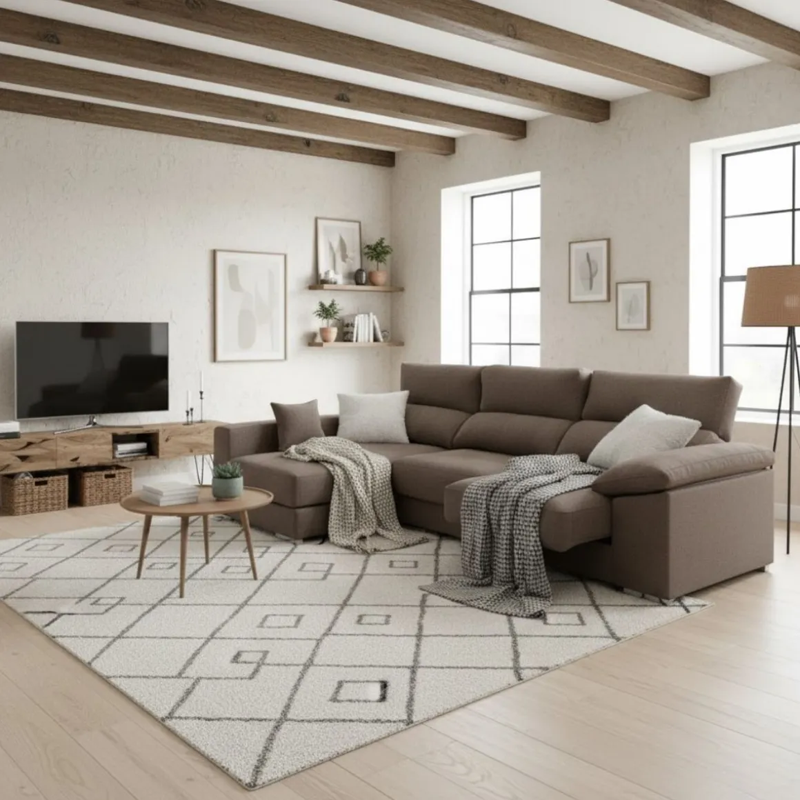 Sofá chaiselongue Calgary 3 plazas deslizante y reclinable tela Nevada 290 cm