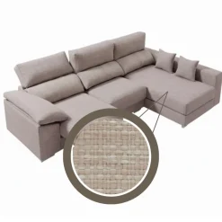 Sofá chaiselongue Calgary 3 plazas deslizante y reclinable tela sorrento 290 cm