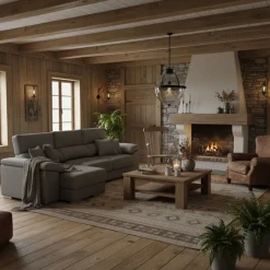 Sofá chaiselongue Calgary 3 plazas deslizante y reclinable tela Nevada 290 cm
