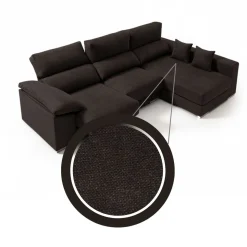 Sofá chaiselongue Calgary 3 plazas deslizante y reclinable tela Bergamo 290 cm
