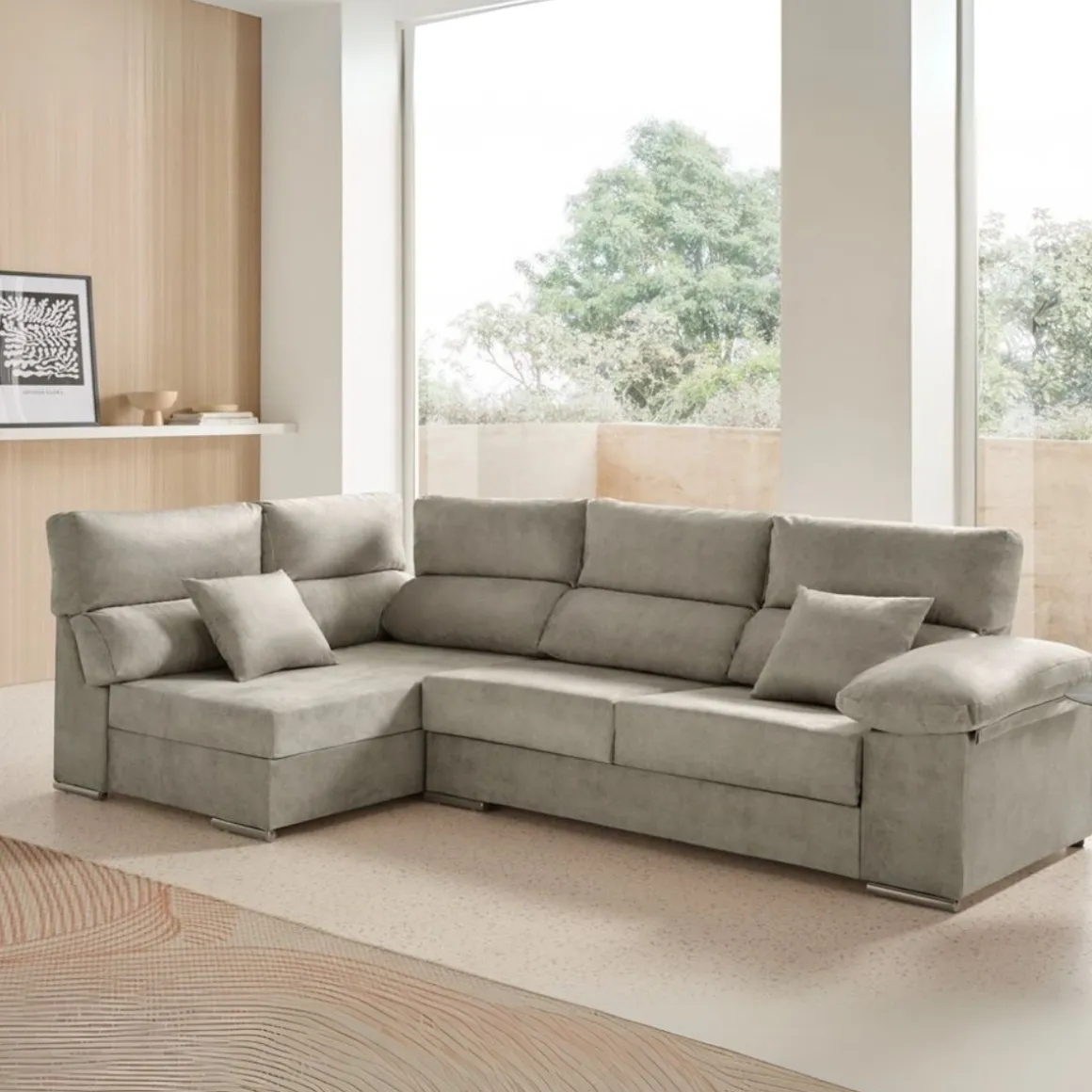 Sofá chaiselongue Cosima Velare rinconera asientos reclinables 102x265x145 cm