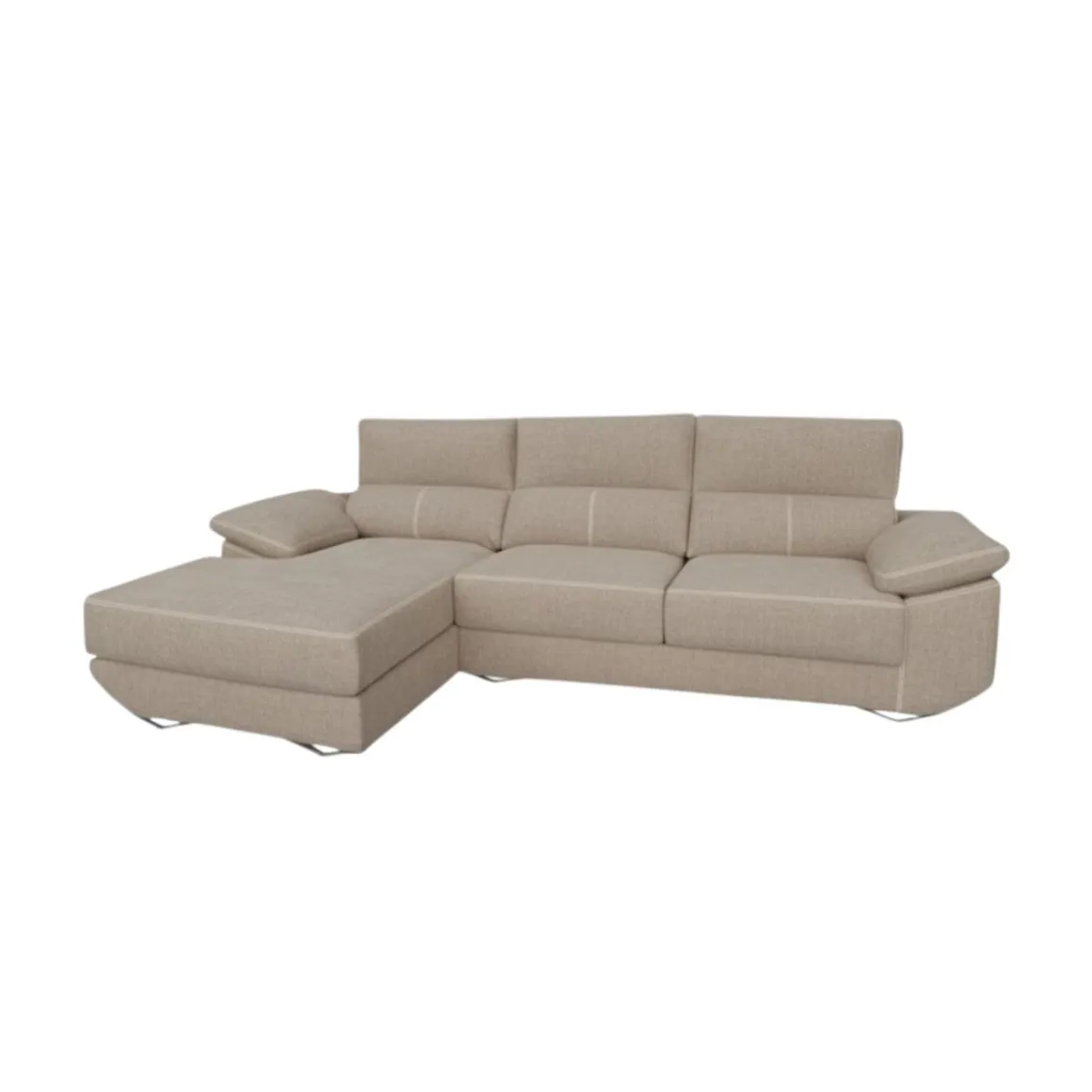 Sofá chaiselongue Danielle 3 plazas tela bronx asientos deslizantes