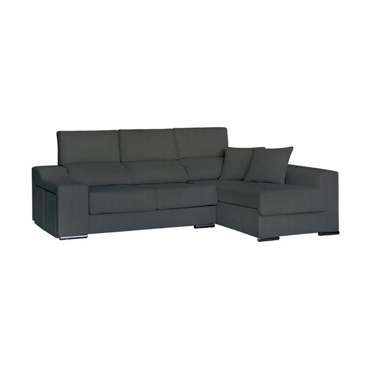 Sofá chaiselongue derecha Málaga 3 plazas asientos extraíbles y reclinable tela Nevada 100x265x140 cm