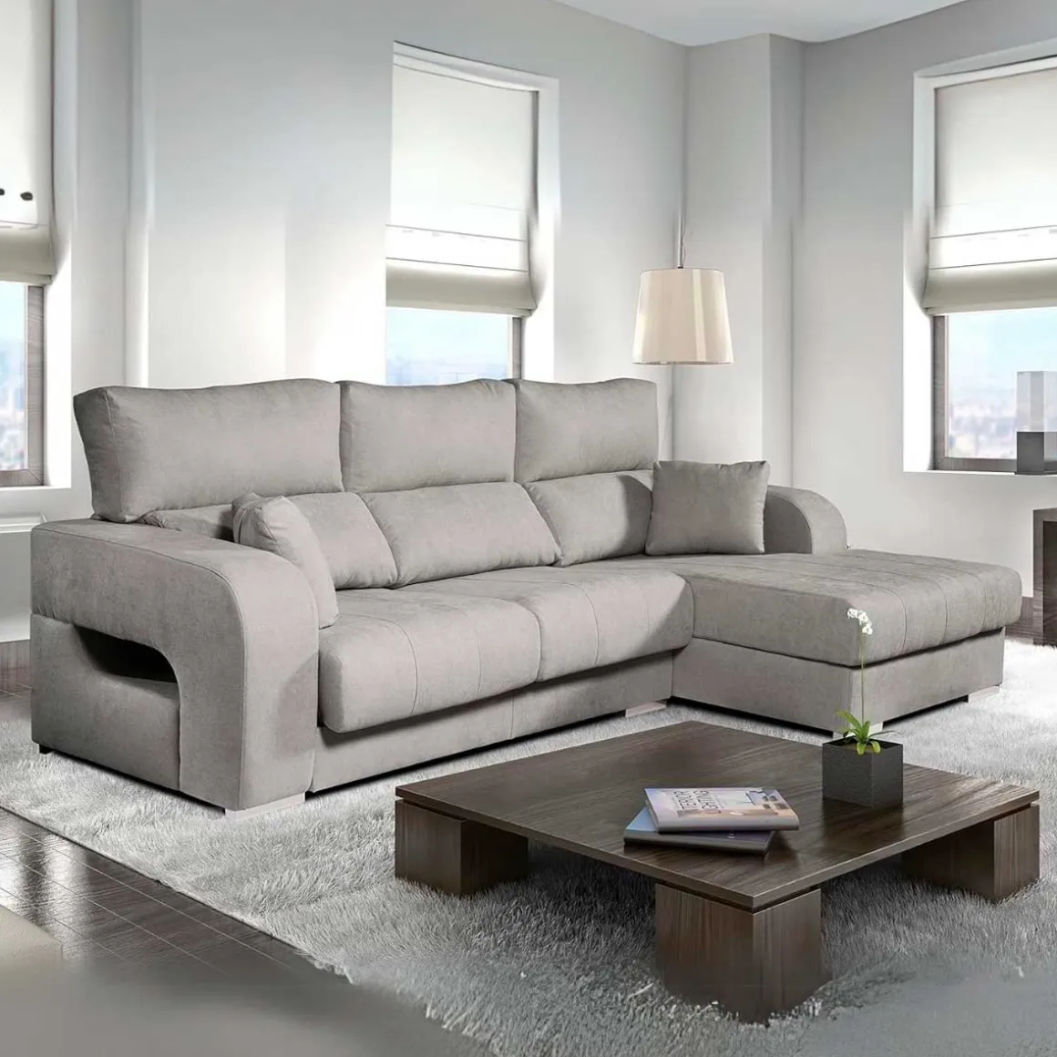 Sofá chaiselongue Diamante 3 plazas reclinable y deslizante 102x284x160 cm