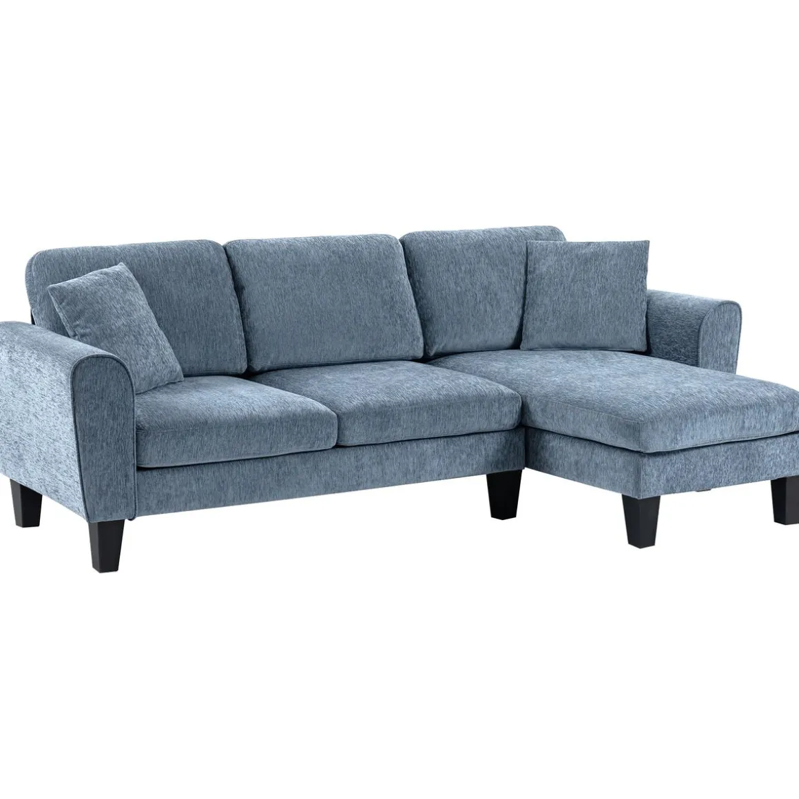 Sofá chaiselongue Diva Homcom 3 plazas reversible azul oscuro 87x230x138 cm