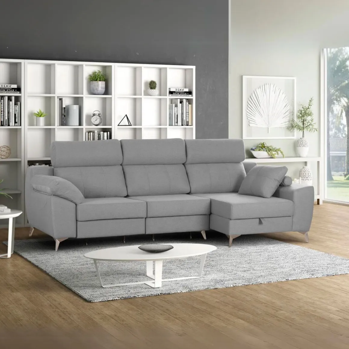 Sofá chaiselongue Elegance 3 plazas convertible en cama 110x285x150 cm
