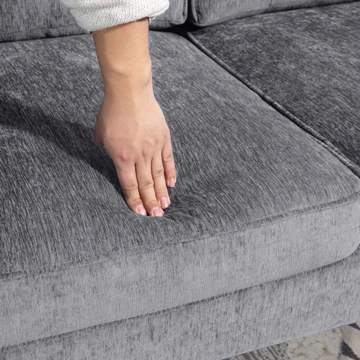 Sofá chaiselongue Kumo Homcom 3 plazas gris 88x215x142 cm