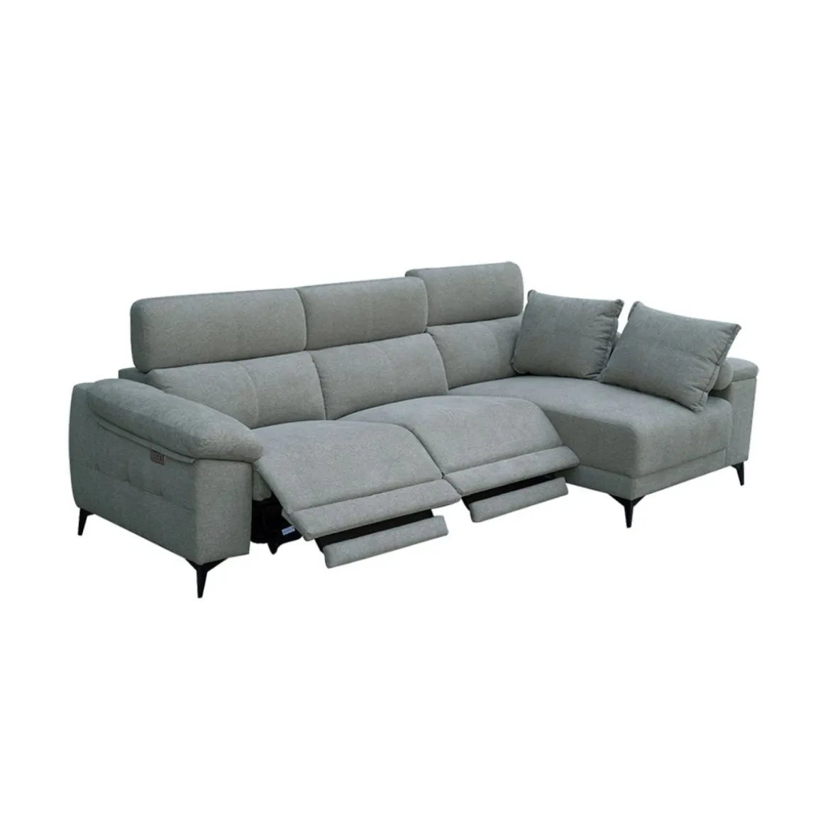 Sofá chaiselongue Londres 3 plazas derecha eléctrico gris 100x293x90 cm
