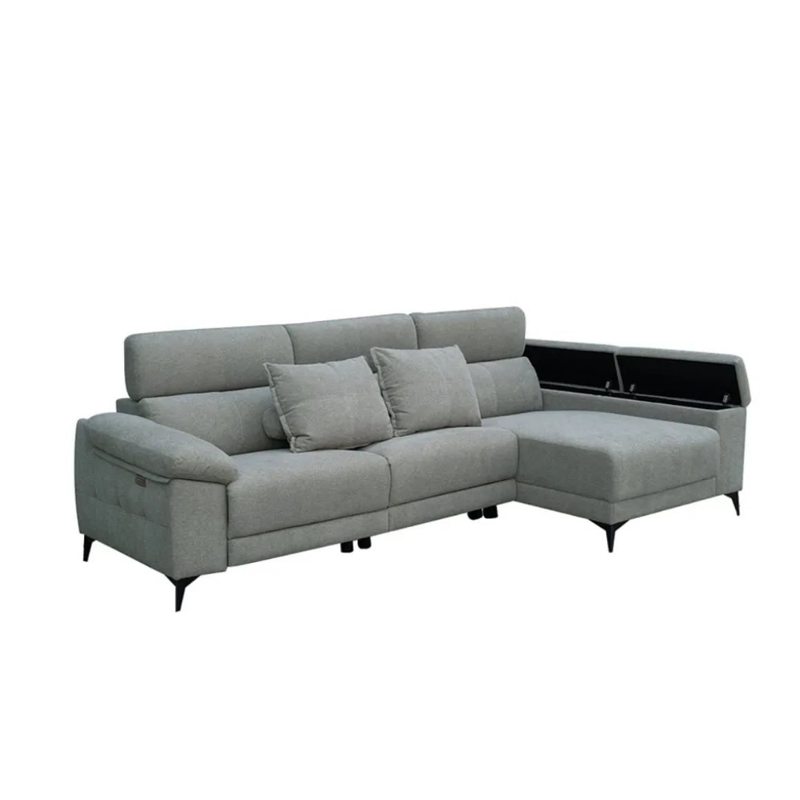 Sofá chaiselongue Londres 3 plazas derecha eléctrico gris 100x293x90 cm