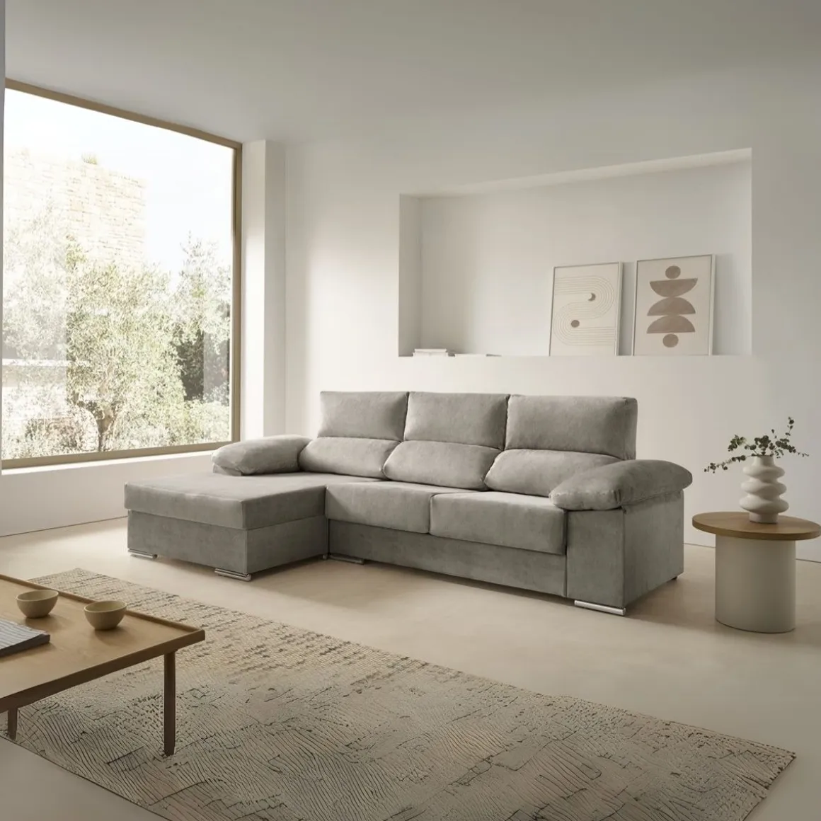 Sofá chaiselongue Melissa Velare 3 plazas reclinable + deslizante 105x265x160 cm