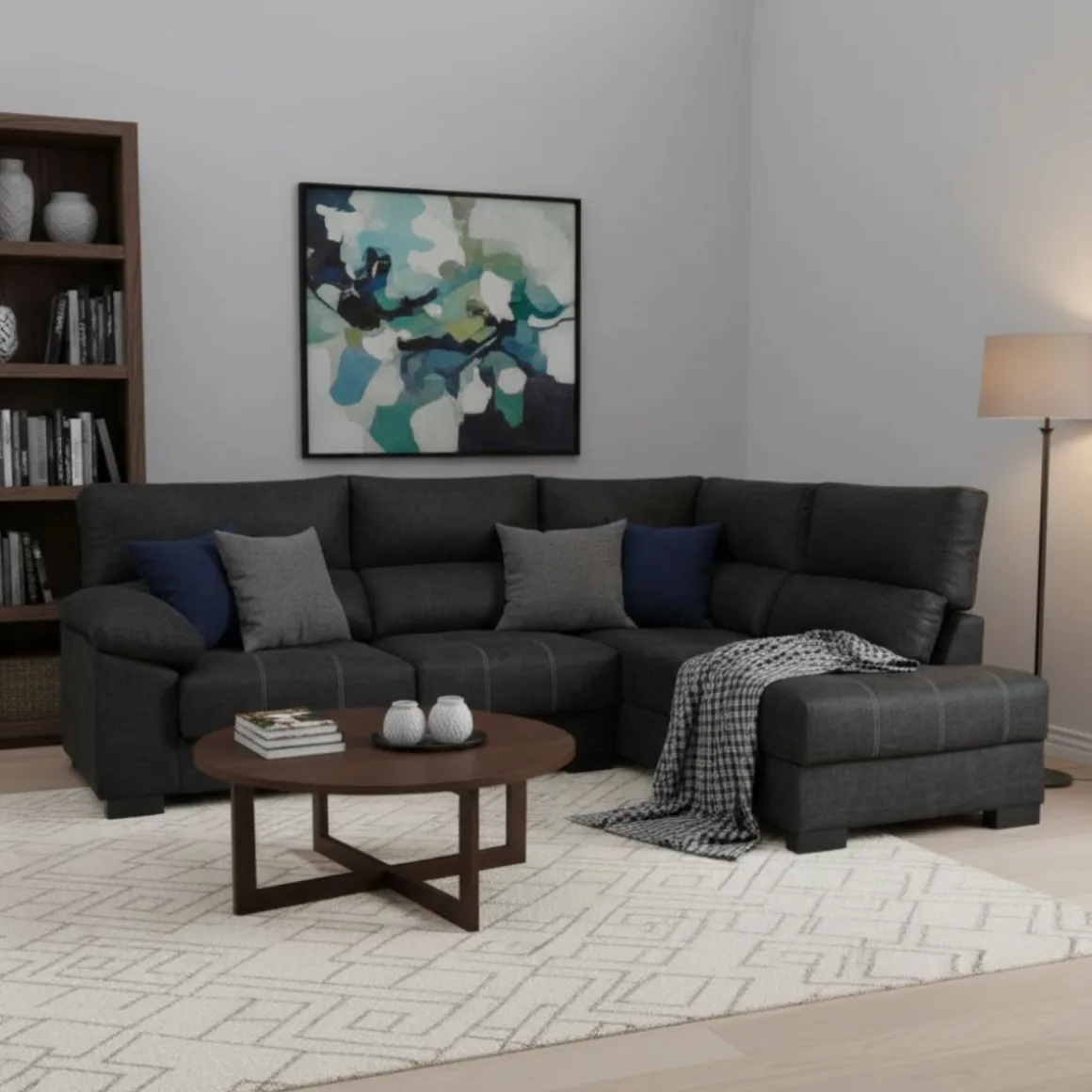 Sofá chaiselongue Meridien 3 plazas deslizante + reclinable tela Ópera 100x282x195 cm