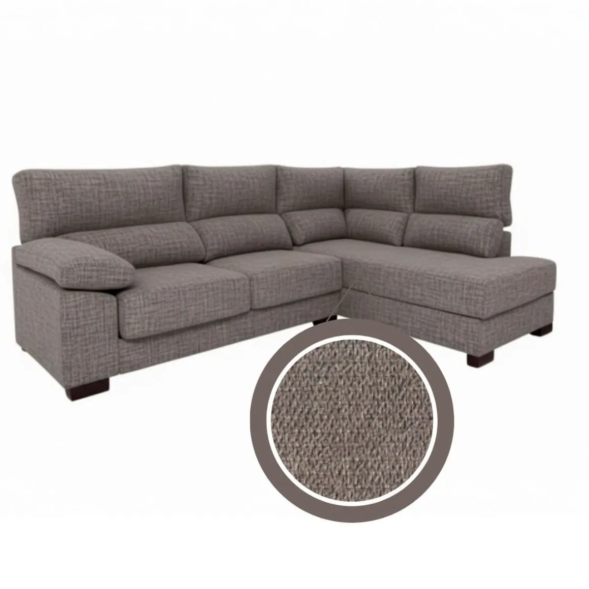 Sofá chaiselongue Meridien 3 plazas deslizante + reclinable tela Bronx 100x282x195 cm