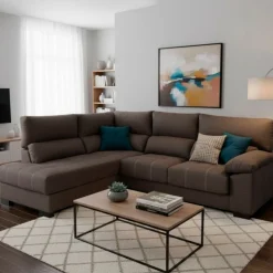 Sofá chaiselongue Meridien 3 plazas deslizante + reclinable tela Nevada 100x282x195 cm
