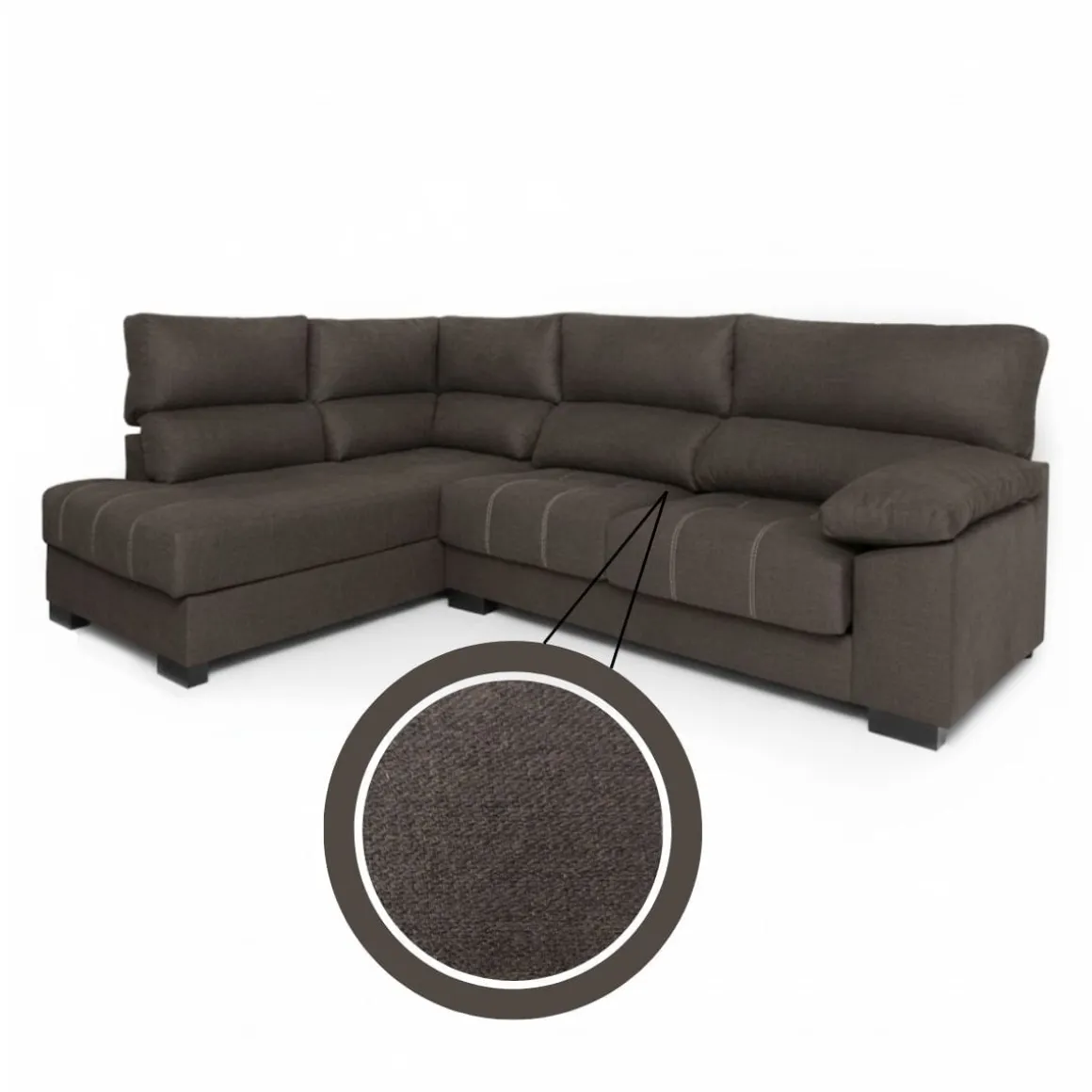 Sofá chaiselongue Meridien 3 plazas deslizante + reclinable tela Nevada 100x282x195 cm