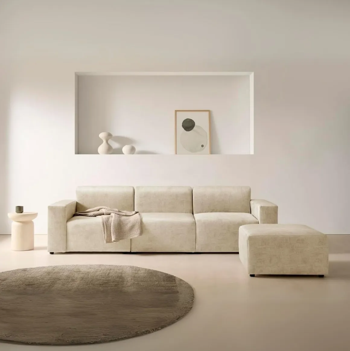 Sofá chaiselongue modular Mónica 3 plazas 75x255x155 cm