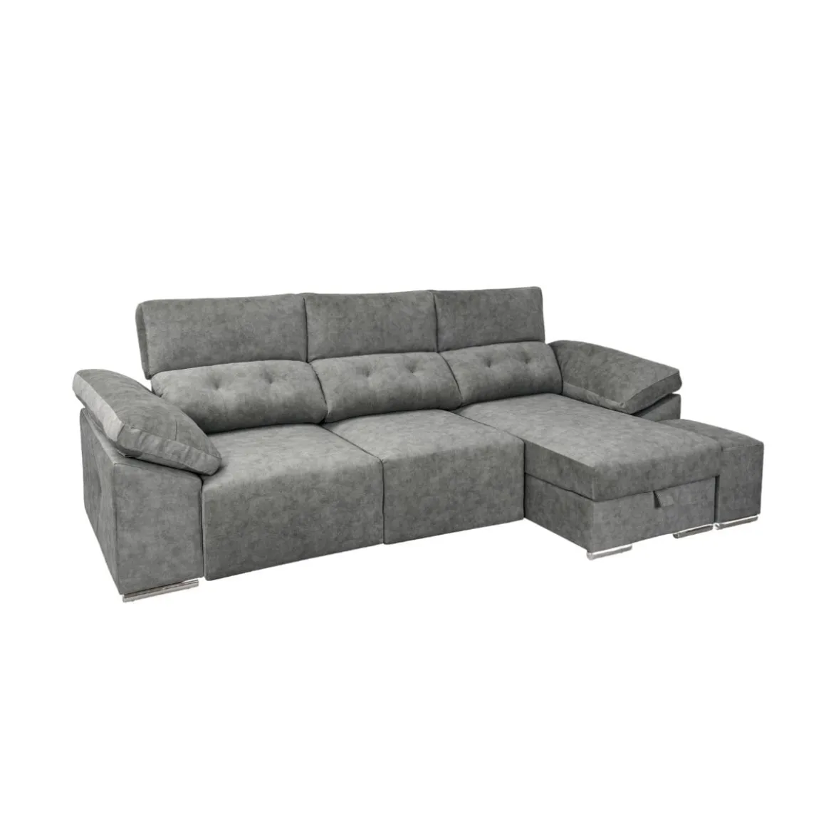 Sofá chaiselongue Montecarlo 3 plazas con 2 pufs 102x295x153 cm